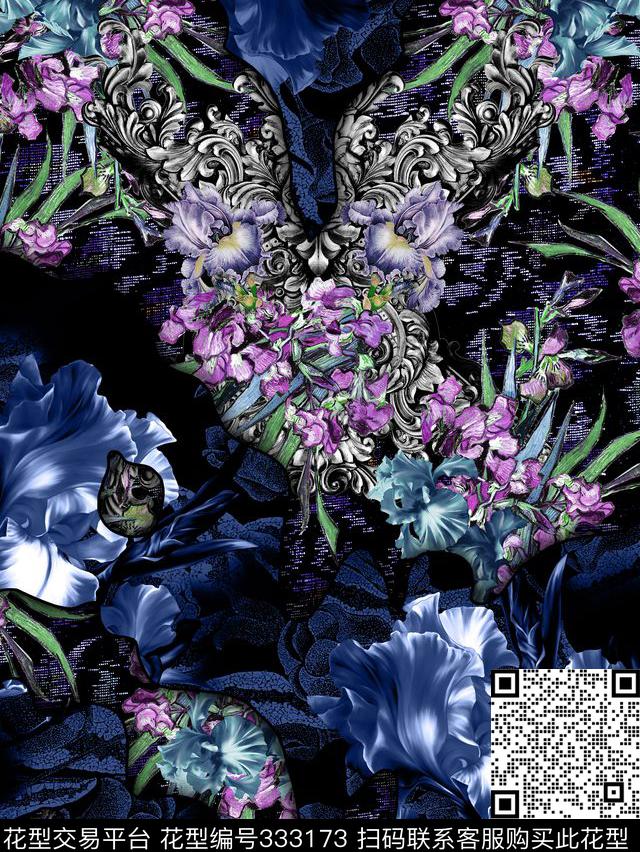 花卉大牌唯美数码印花华亿平台下载（图片编号: 333173） - 瓦栏（Walan）