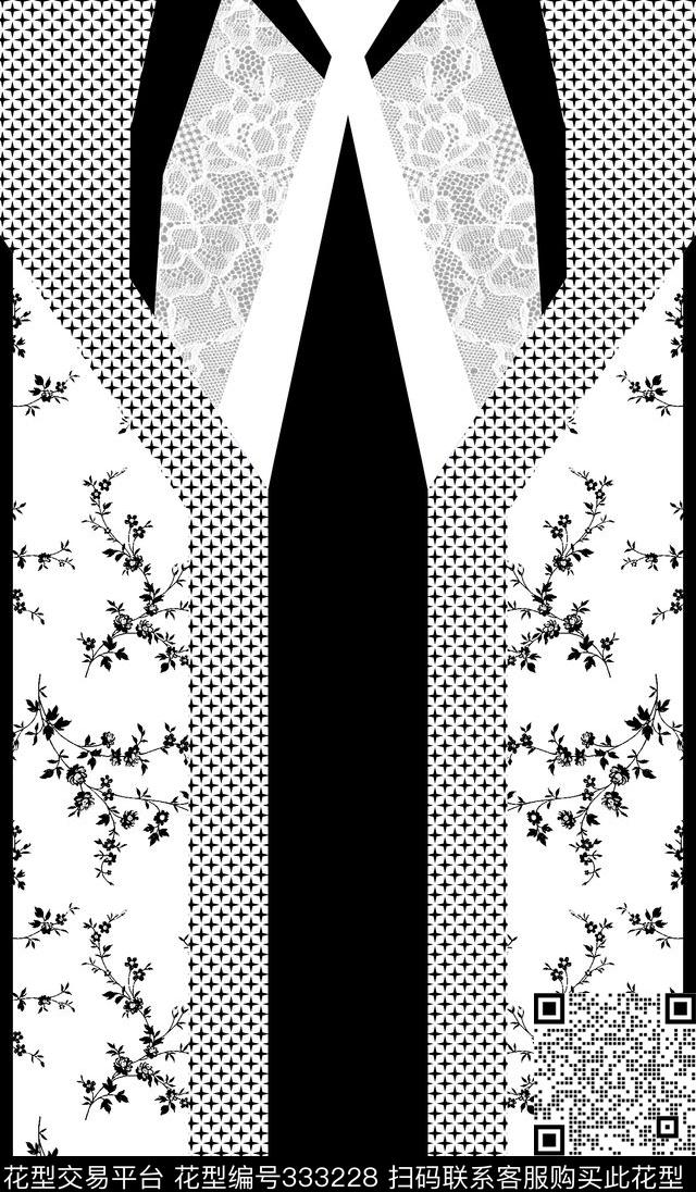 几何定位黑白传统印花华亿平台下载（图片编号: 333228） - 瓦栏（Walan）