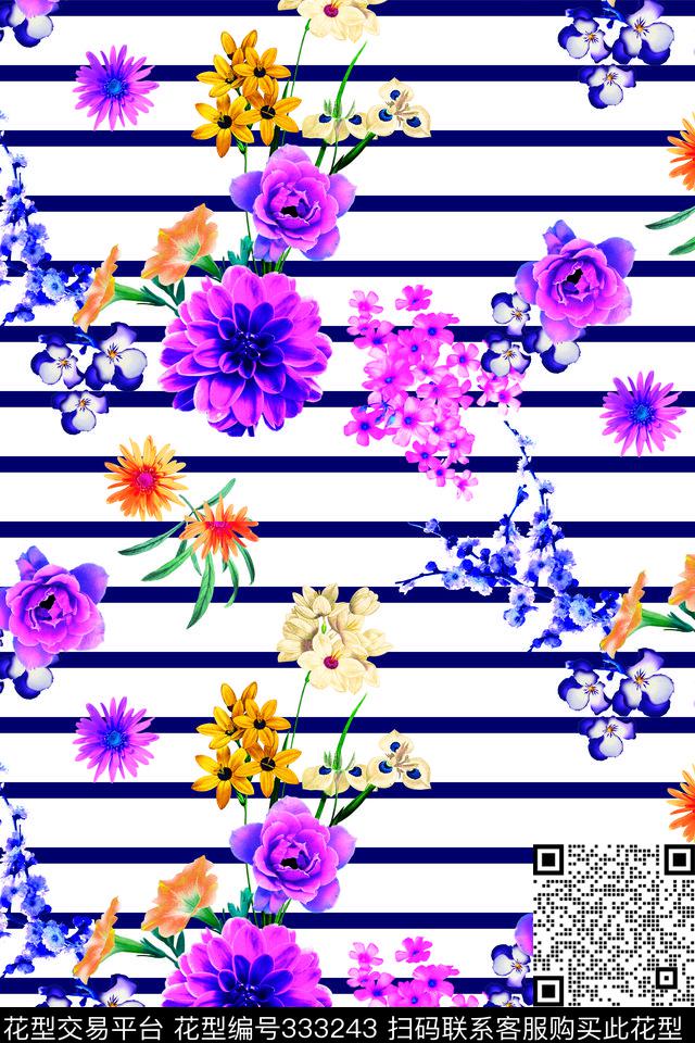 几何花卉简约数码印花华亿平台下载（图片编号: 333243） - 瓦栏（Walan）