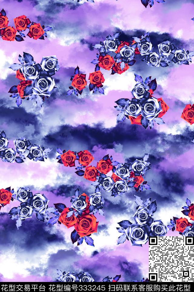 立体层次玫瑰数码印花华亿平台下载（图片编号: 333245） - 瓦栏（Walan）