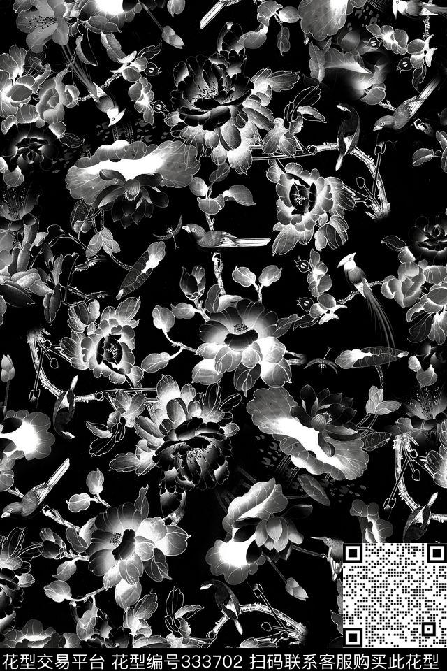 花卉休闲抽象数码印花华亿平台下载（图片编号: 333702） - 瓦栏（Walan）
