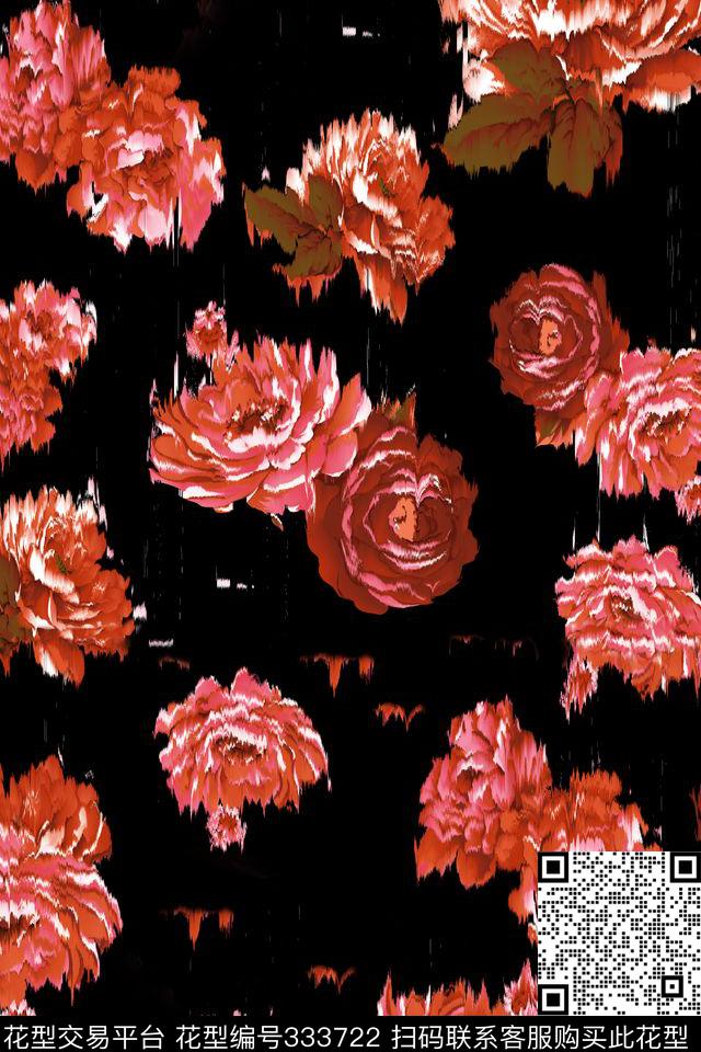 滤色花卉飞溅抖动数码印花华亿平台下载（图片编号: 333722） - 瓦栏（Walan）