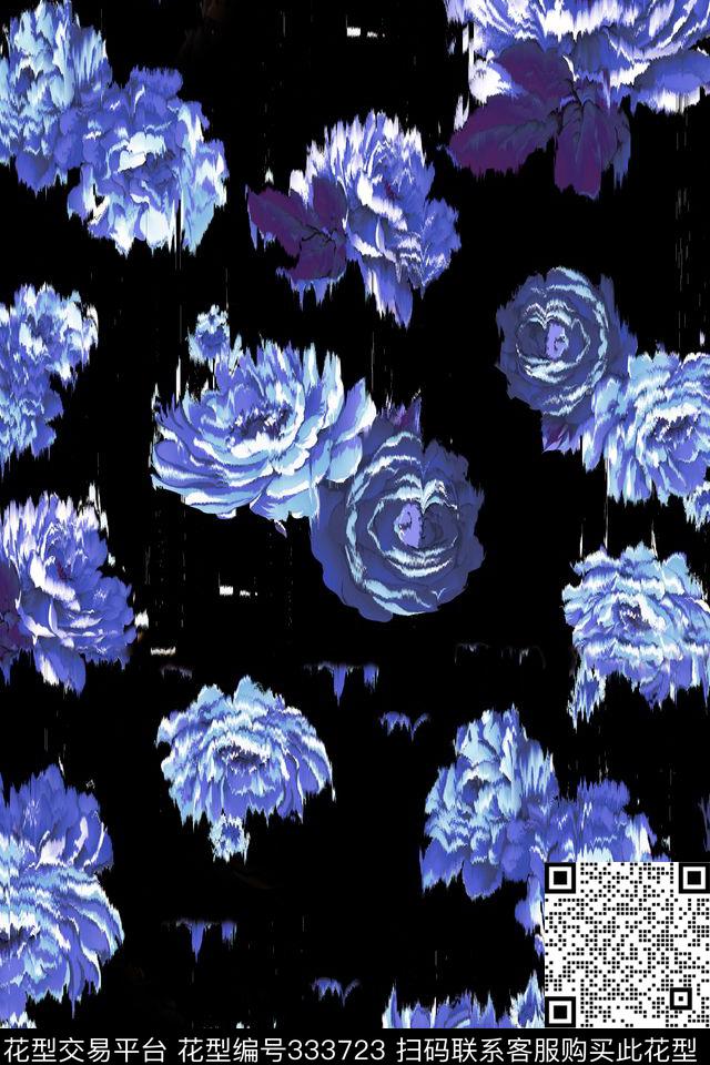 花卉休闲抽象数码印花华亿平台下载（图片编号: 333723） - 瓦栏（Walan）