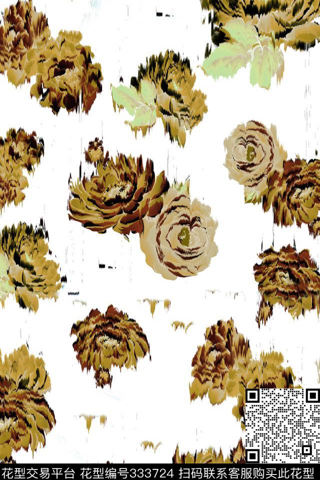 花卉休闲抽象数码印花华亿平台下载（图片编号: 333724） - 瓦栏（Walan）