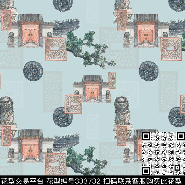 东方建筑传统印花华亿平台下载（图片编号: 333732） - 瓦栏（Walan）