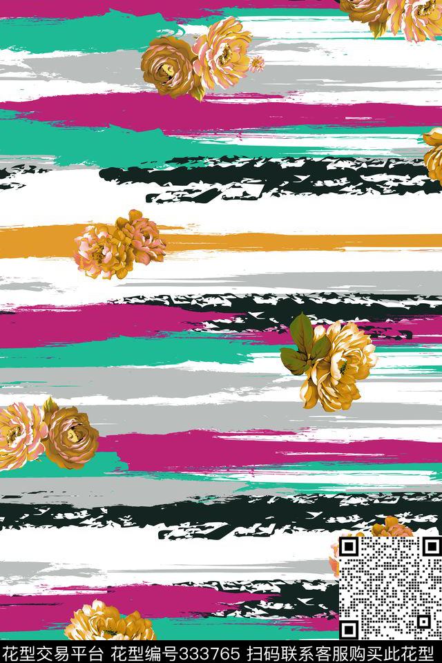 花卉休闲抽象数码印花华亿平台下载（图片编号: 333765） - 瓦栏（Walan）