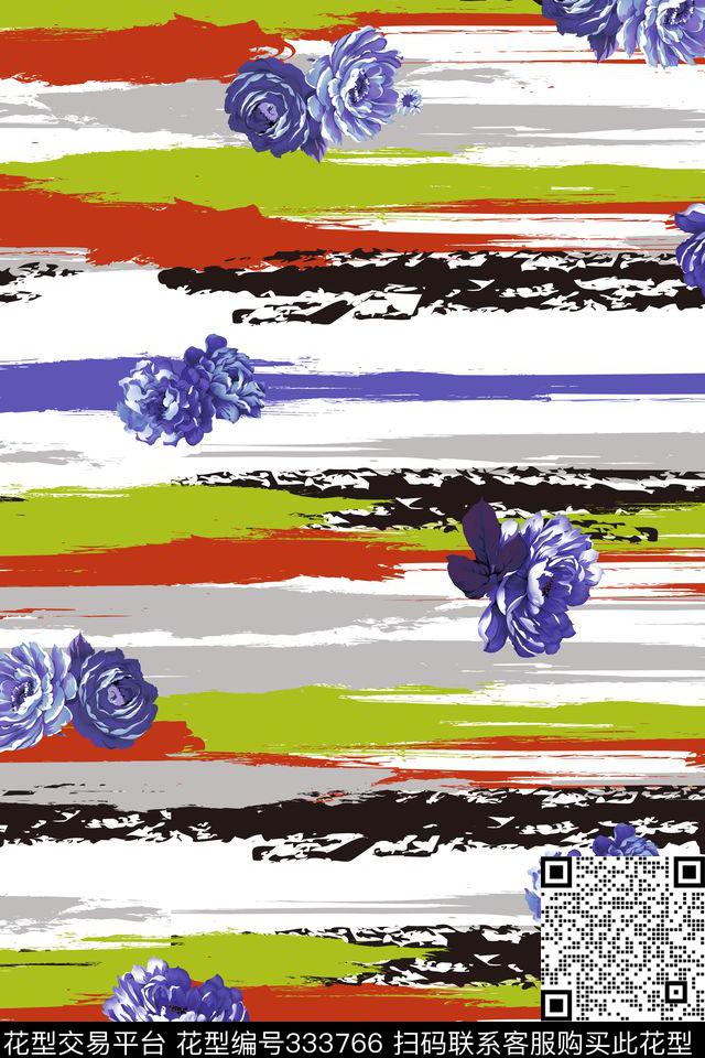 花卉休闲抽象数码印花华亿平台下载（图片编号: 333766） - 瓦栏（Walan）