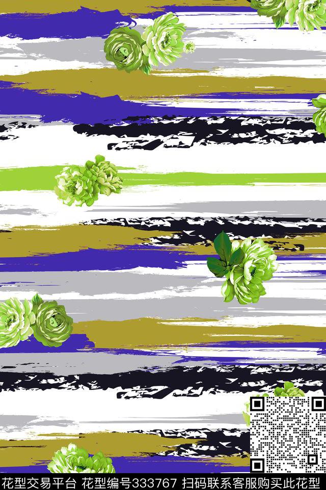 花卉休闲抽象数码印花华亿平台下载（图片编号: 333767） - 瓦栏（Walan）