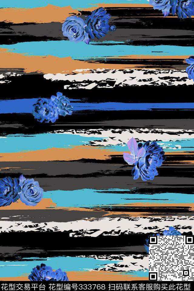 花卉休闲抽象数码印花华亿平台下载（图片编号: 333768） - 瓦栏（Walan）