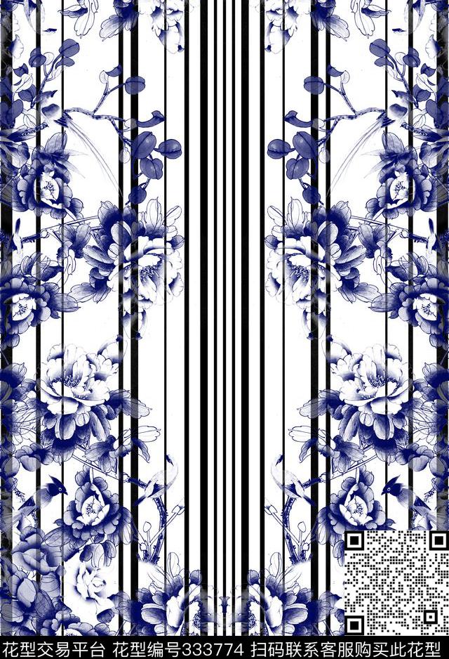 花卉休闲抽象数码印花华亿平台下载（图片编号: 333774） - 瓦栏（Walan）