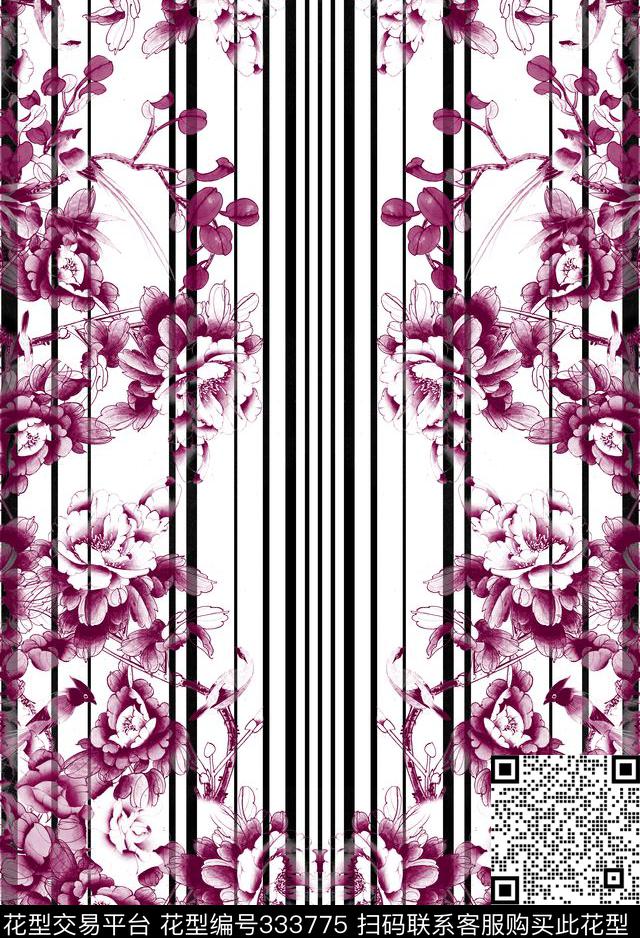 花卉休闲抽象数码印花华亿平台下载（图片编号: 333775） - 瓦栏（Walan）