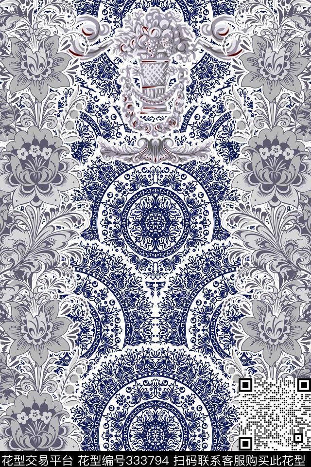花卉休闲抽象数码印花华亿平台下载（图片编号: 333794） - 瓦栏（Walan）