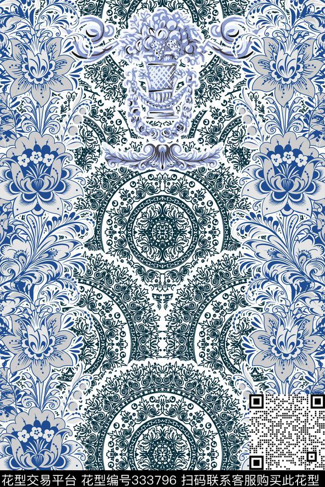 花卉休闲抽象数码印花华亿平台下载（图片编号: 333796） - 瓦栏（Walan）