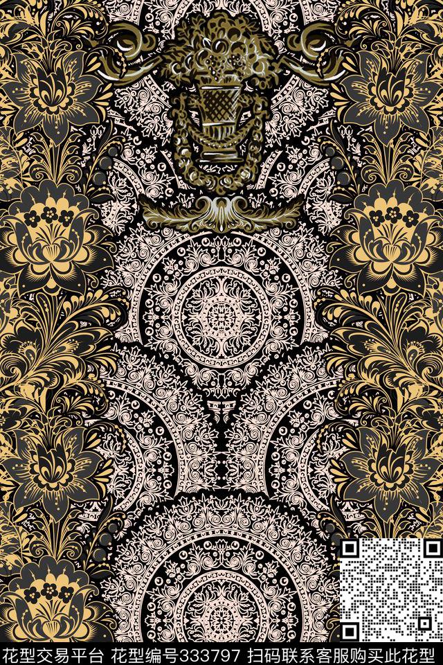 花卉休闲抽象数码印花华亿平台下载（图片编号: 333797） - 瓦栏（Walan）