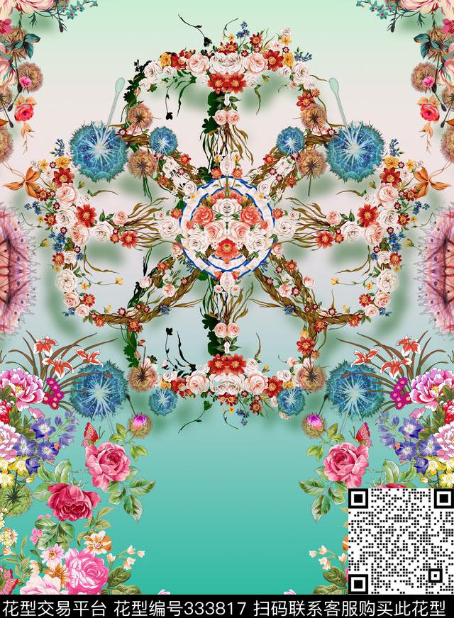 花卉女装几何数码印花华亿平台下载（图片编号: 333817） - 瓦栏（Walan）