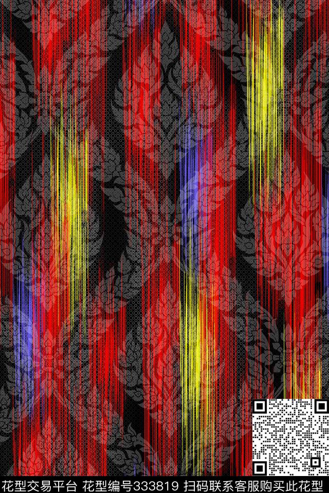 丝绸真丝棉布抽象创新原创时尚流行新潮数码印花华亿平台下载（图片编号: 333819） - 瓦栏（Walan）