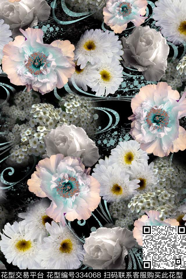 花卉数码印花华亿平台下载（图片编号: 334068） - 瓦栏（Walan）
