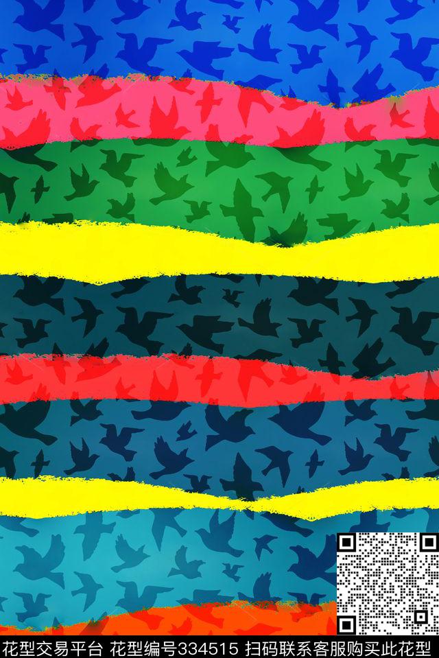 洋阳---抽象抽象条纹鸟传统印花华亿平台下载（图片编号: 334515） - 瓦栏（Walan）