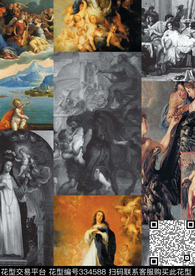 宗教油画圣母数码印花华亿平台下载（图片编号: 334588） - 瓦栏（Walan）
