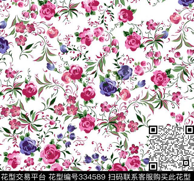 花卉小碎花风景景观传统印花华亿平台下载（图片编号: 334589） - 瓦栏（Walan）