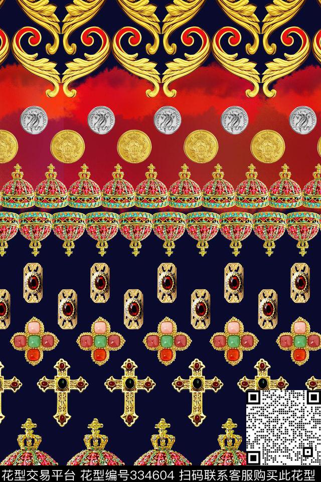 十字架巴洛克珠宝宝石数码印花华亿平台下载（图片编号: 334604） - 瓦栏（Walan）