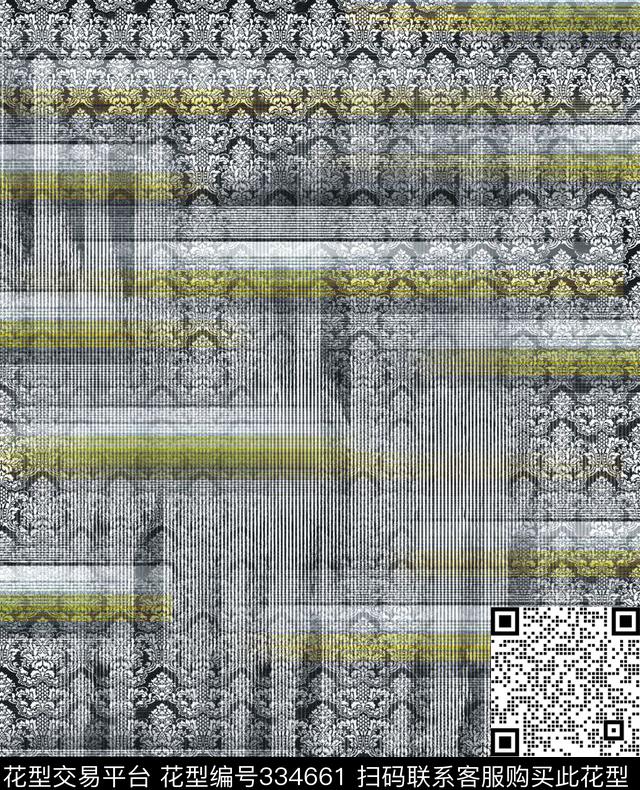 抽象前卫条纹数码印花华亿平台下载（图片编号: 334661） - 瓦栏（Walan）