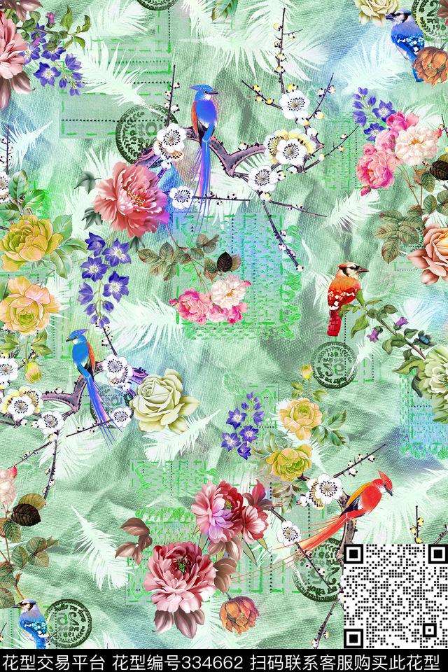 花卉数码印花华亿平台下载（图片编号: 334662） - 瓦栏（Walan）