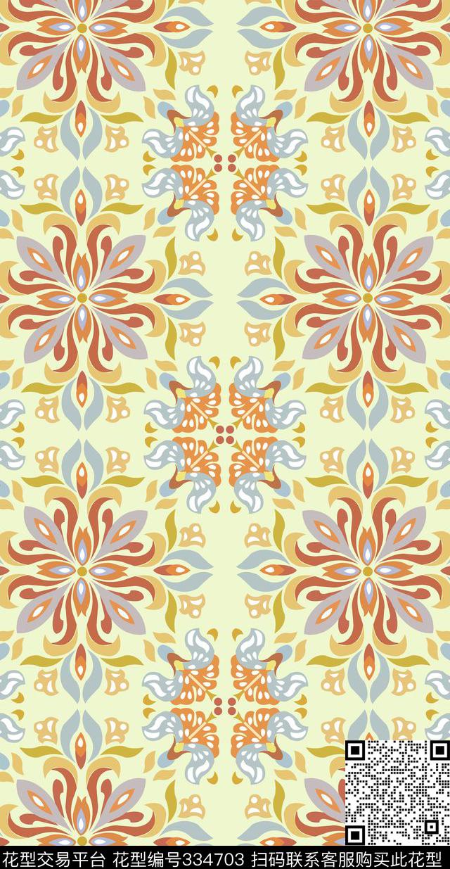 花卉-欧式花纹传统印花华亿平台下载（图片编号: 334703） - 瓦栏（Walan）