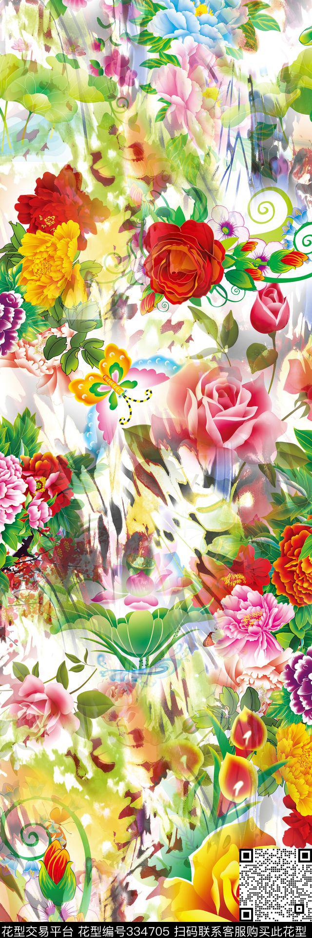 花卉-欧式花纹数码印花华亿平台下载（图片编号: 334705） - 瓦栏（Walan）