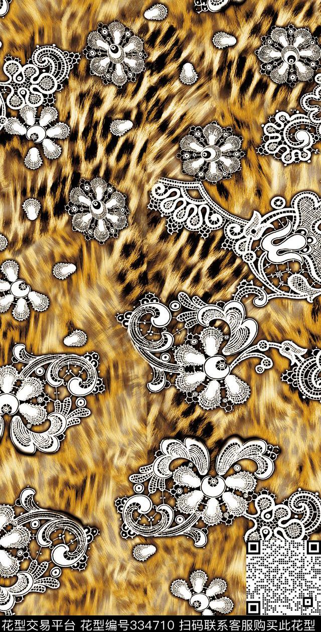 豹纹蕾丝数码印花华亿平台下载（图片编号: 334710） - 瓦栏（Walan）