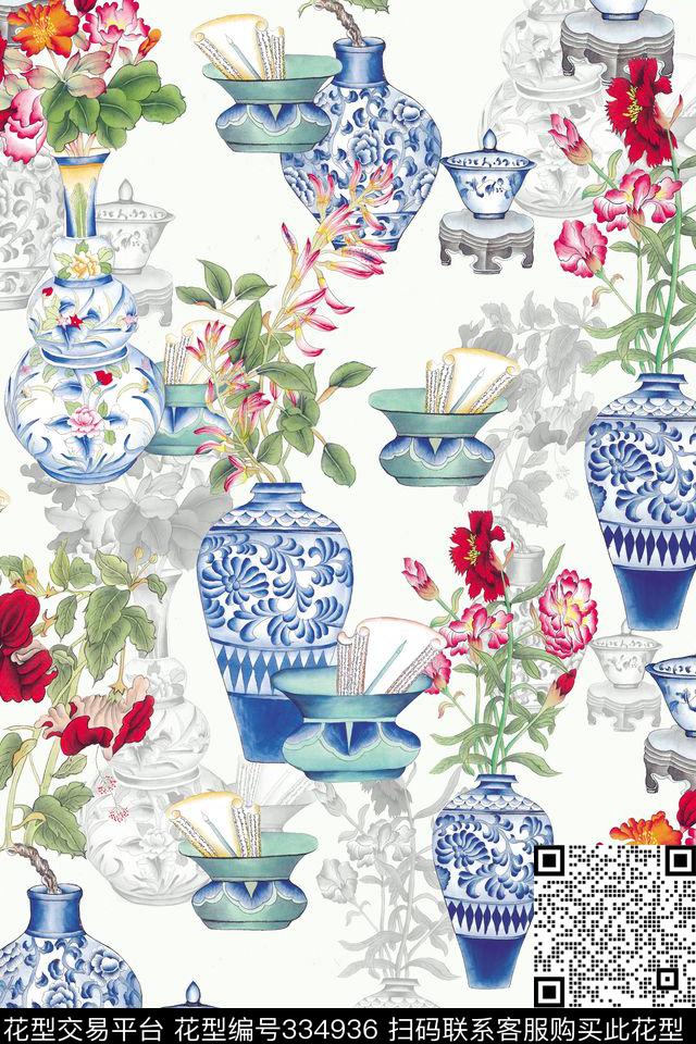 花卉民族数码印花华亿平台下载（图片编号: 334936） - 瓦栏（Walan）