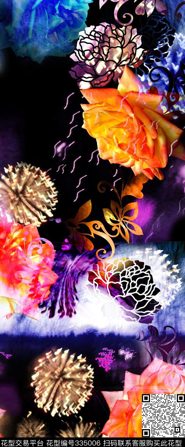 花卉数码印花华亿平台下载（图片编号: 335006） - 瓦栏（Walan）