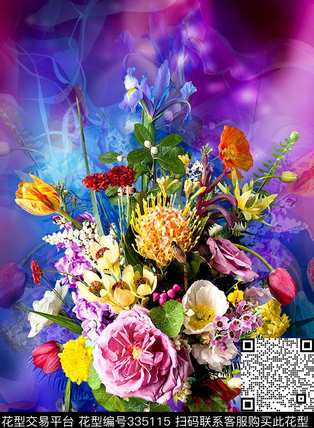 花卉数码印花华亿平台下载（图片编号: 335115） - 瓦栏（Walan）