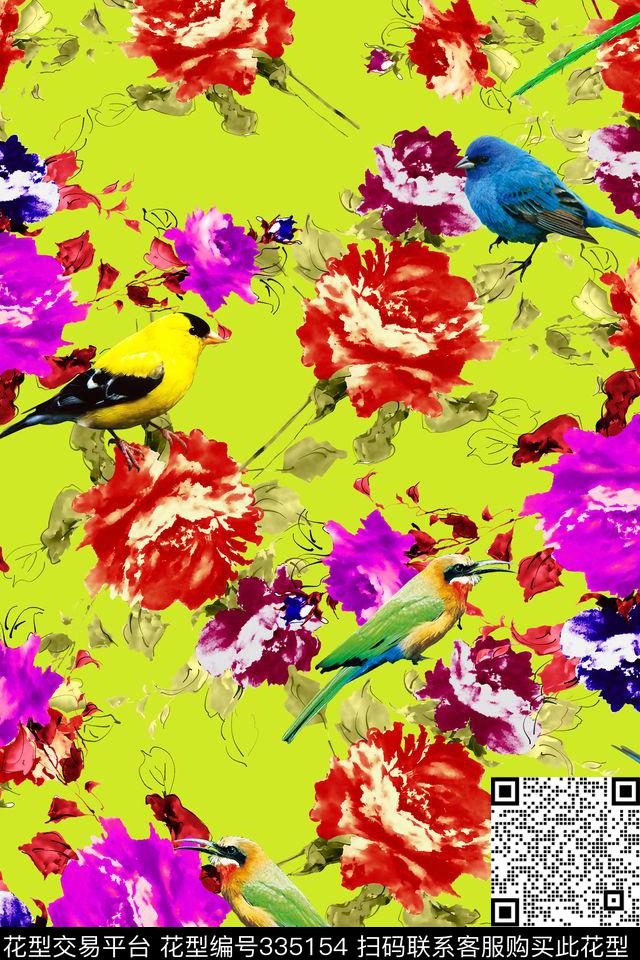 花卉动物纹数码印花华亿平台下载（图片编号: 335154） - 瓦栏（Walan）