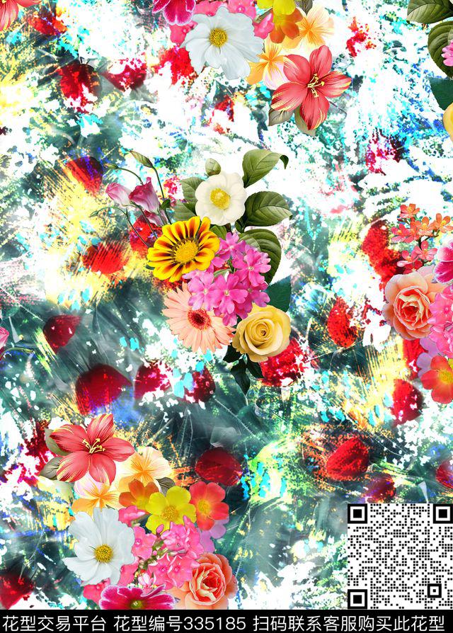 花卉数码印花华亿平台下载（图片编号: 335185） - 瓦栏（Walan）