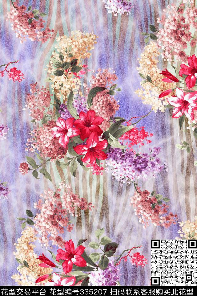 现代大花花卉数码印花华亿平台下载（图片编号: 335207） - 瓦栏（Walan）