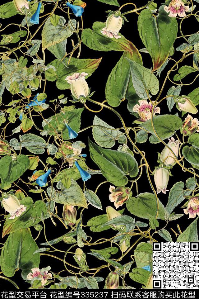 花卉休闲怀旧数码印花华亿平台下载（图片编号: 335237） - 瓦栏（Walan）