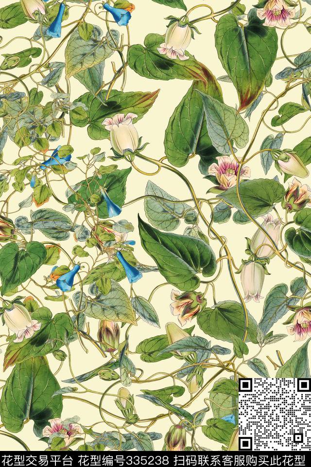 花卉休闲怀旧数码印花华亿平台下载（图片编号: 335238） - 瓦栏（Walan）