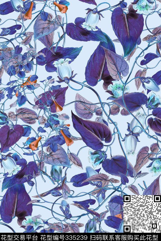 花卉休闲怀旧数码印花华亿平台下载（图片编号: 335239） - 瓦栏（Walan）
