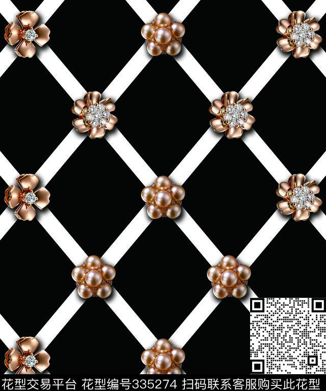 几何珠宝几何、格子、珠宝珠宝宝石数码印花华亿平台下载（图片编号: 335274） - 瓦栏（Walan）