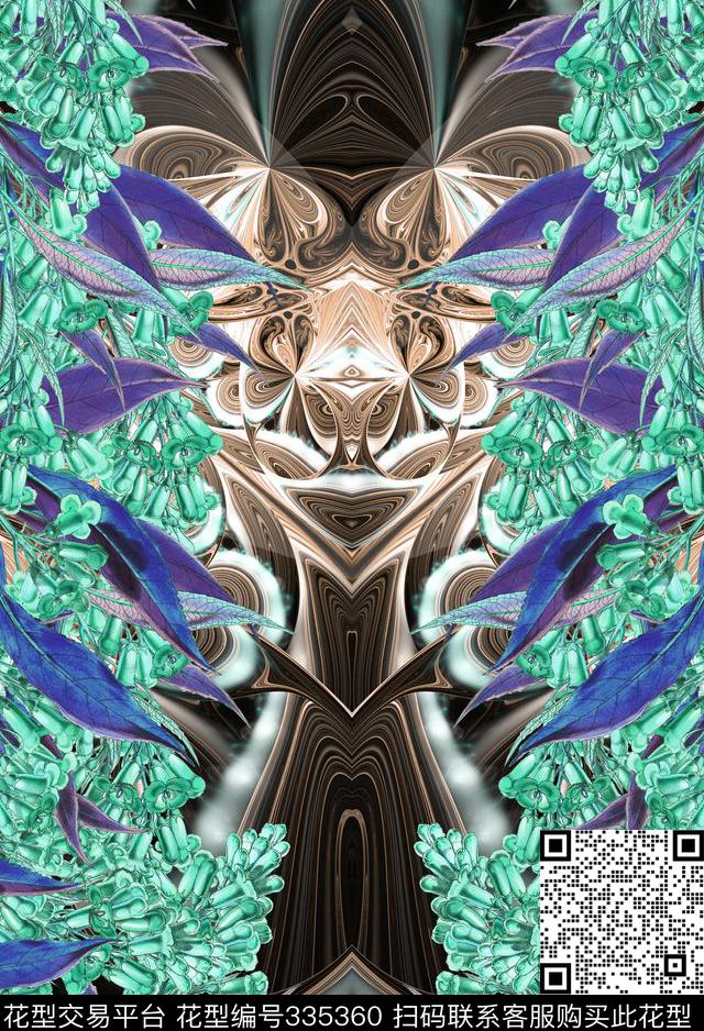 花卉休闲抽象数码印花华亿平台下载（图片编号: 335360） - 瓦栏（Walan）