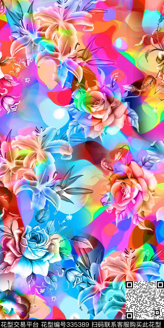 花卉渐变油画底纹数码印花华亿平台下载（图片编号: 335389） - 瓦栏（Walan）