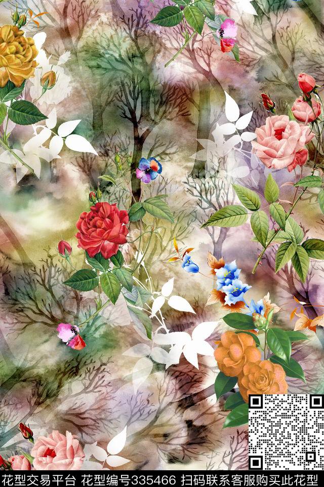 花卉数码印花华亿平台下载（图片编号: 335466） - 瓦栏（Walan）