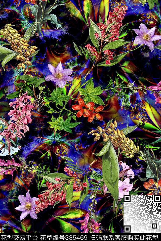 花卉数码印花华亿平台下载（图片编号: 335469） - 瓦栏（Walan）