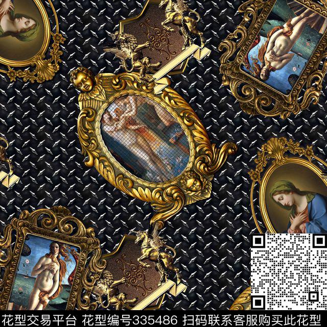 欧式宫廷风相框、人物肖像油画数码印花华亿平台下载（图片编号: 335486） - 瓦栏（Walan）