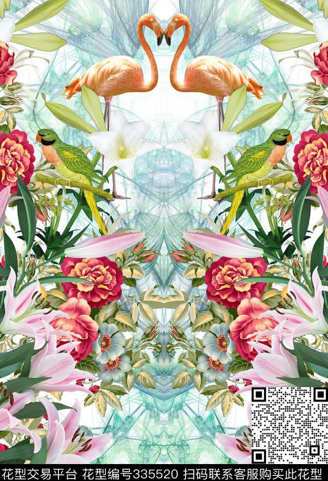 花卉休闲抽象数码印花华亿平台下载（图片编号: 335520） - 瓦栏（Walan）