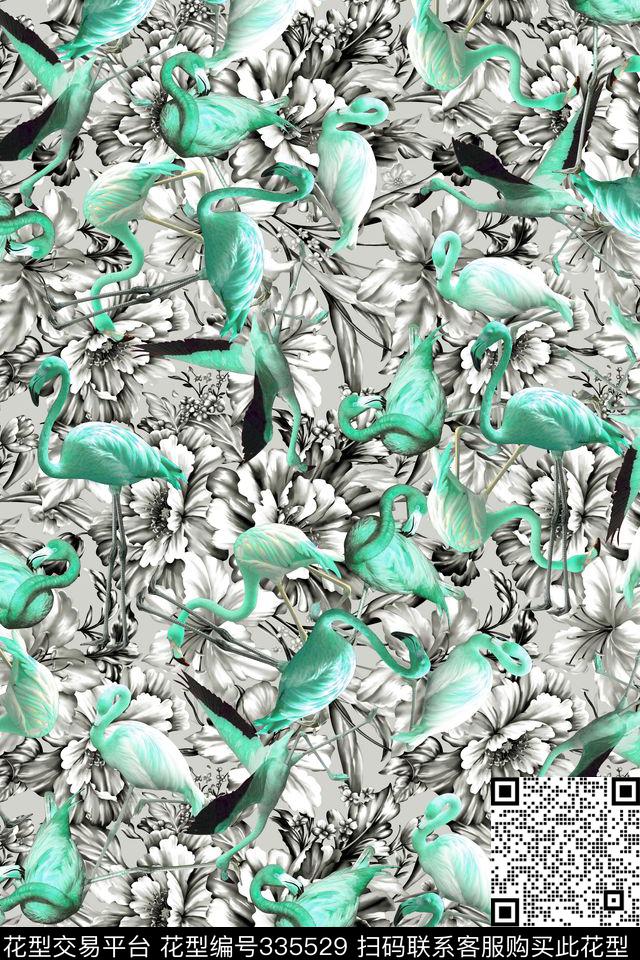 花卉休闲怀旧数码印花华亿平台下载（图片编号: 335529） - 瓦栏（Walan）