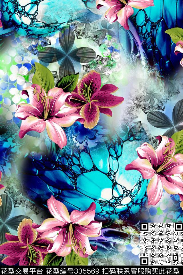 花卉数码印花华亿平台下载（图片编号: 335569） - 瓦栏（Walan）
