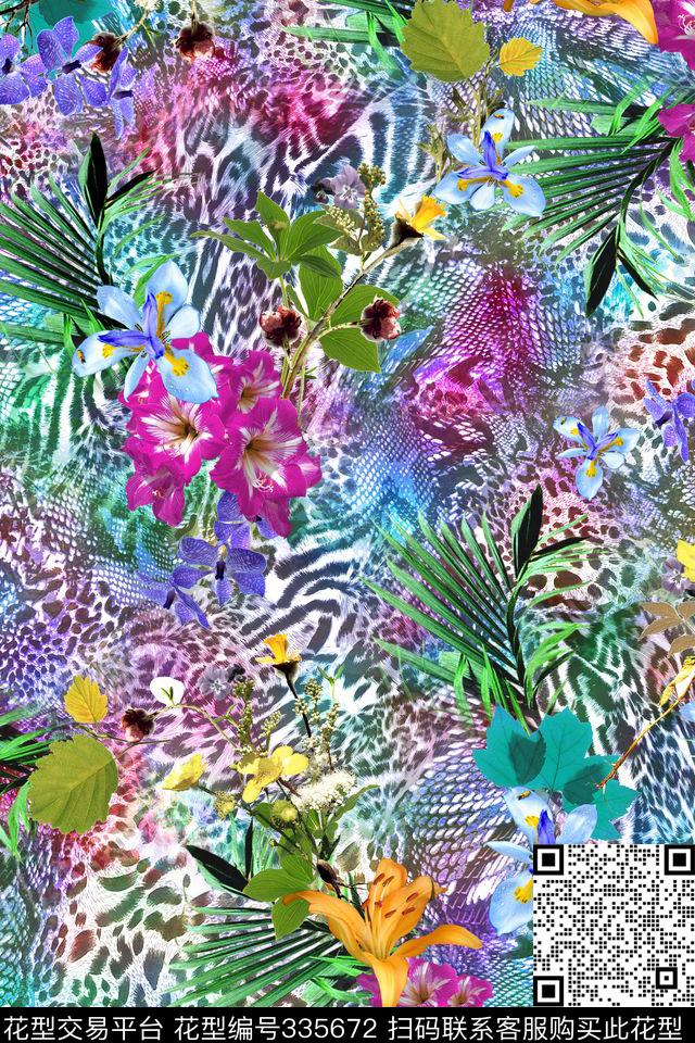 花卉动物纹数码印花华亿平台下载（图片编号: 335672） - 瓦栏（Walan）