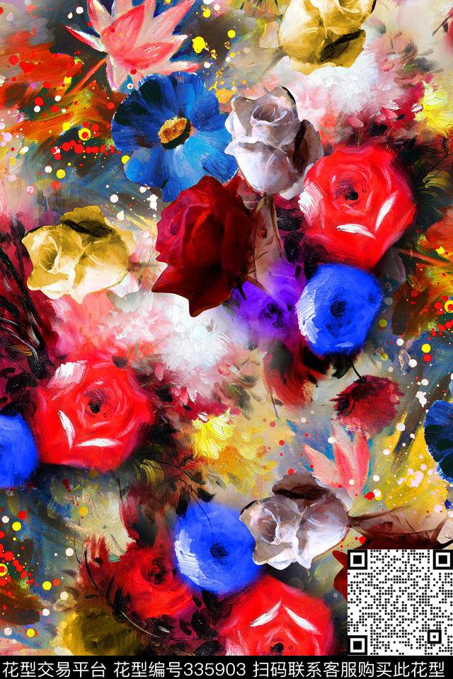 花卉数码印花华亿平台下载（图片编号: 335903） - 瓦栏（Walan）